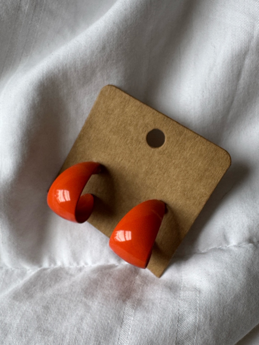 Vintage Orange Enamel Hoop Earrings